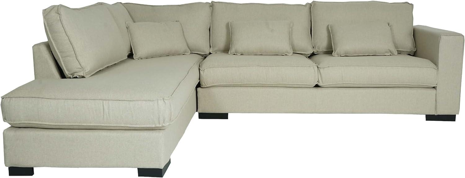 Ecksofa HWC-J58, Couch Sofa mit Ottomane links, Made in EU, wasserabweisend 295cm ~ Stoff/Textil sand-braun Bild 1