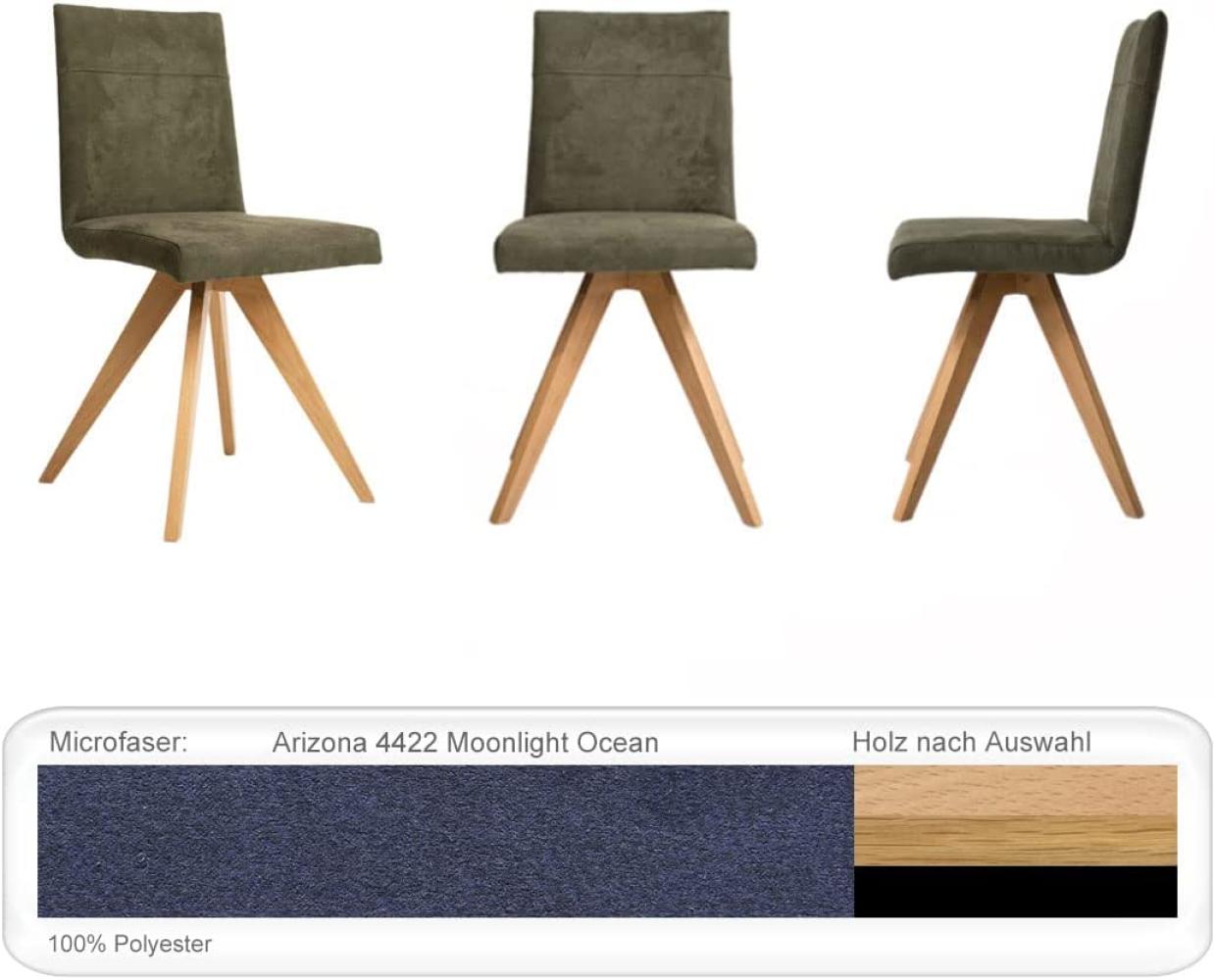 6x Stuhl Caja Varianten Polsterstuhl Massivholzstuhl Esszimmerstuhl Buche natur lackiert, Arizona 4422 Moonlight Ocean Bild 1