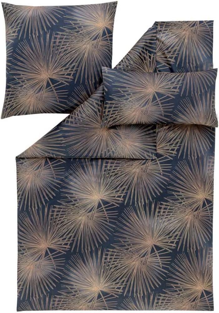 Estella Mako-Satin Bettwäsche 135x200 Candela nachtblau Feuerwerk gold 7599-625 Bild 1