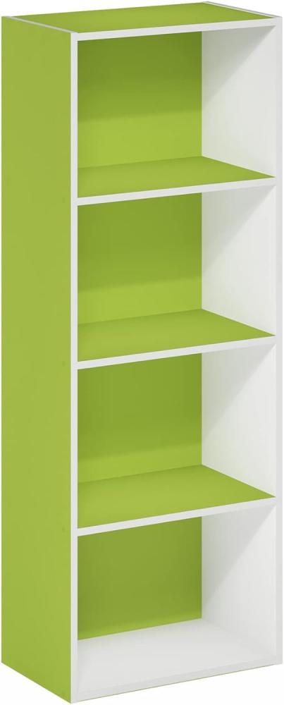 Furinno Luder Bücherregal mit offenem Regal, 4-stöckig, grün/weiß Bild 1