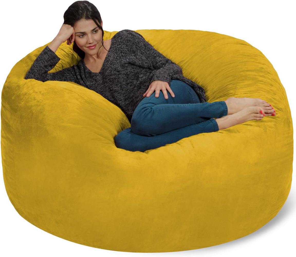 Chill Sack Bohnenbeutelstuhl: Riesen-5' Memory-Foam-Möbel Sitzsack - großes Sofa mit weicher Microfaserabdeckung - Zitrone Bild 1