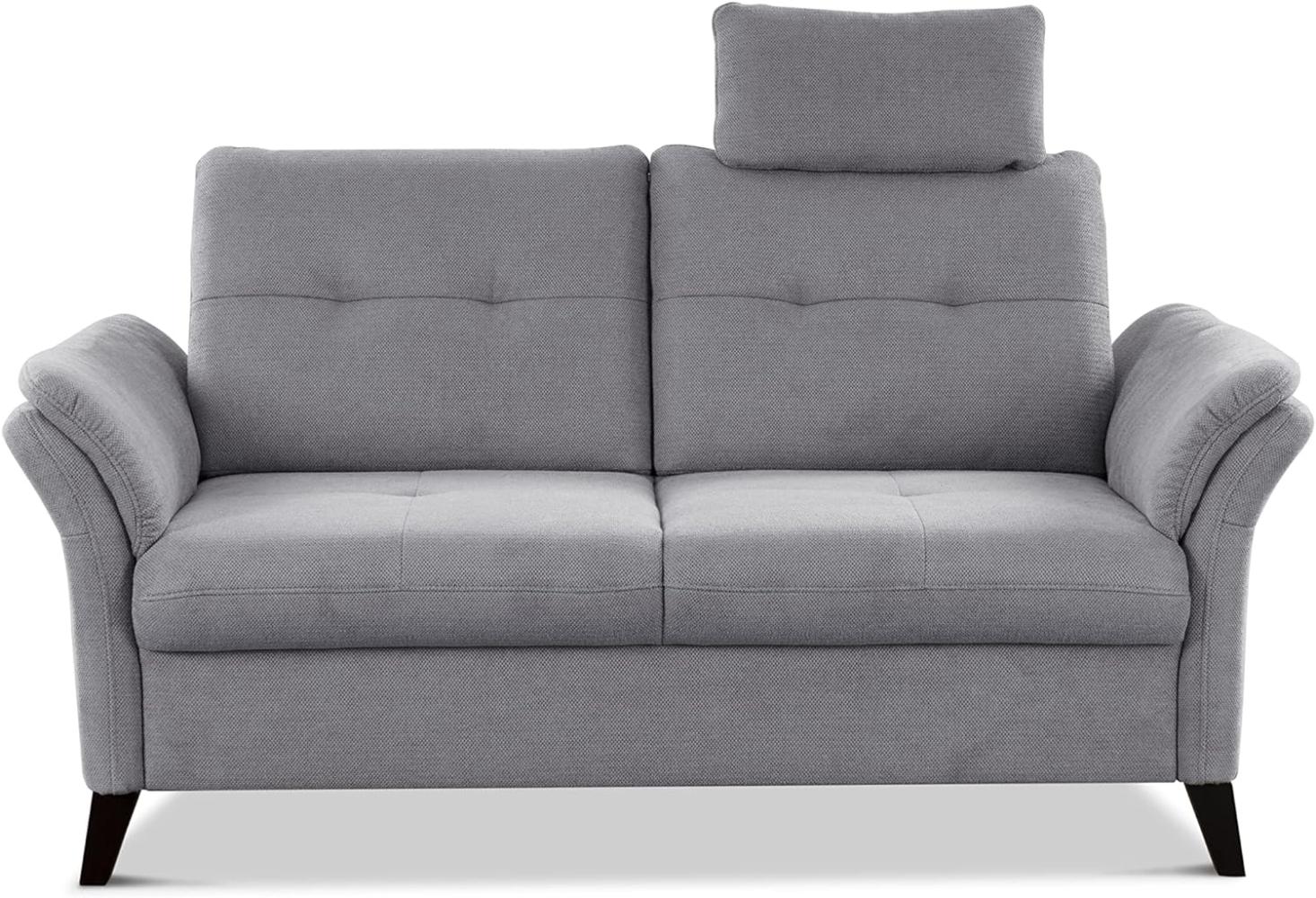 CAVADORE 2er Sofa Grönland / Skandinavische 2-Sitzer-Couch mit Federkern, Sitztiefenverstellung + Kopfstütze / 173 x 90 x 102 / Flachgewebe, Grau Bild 1