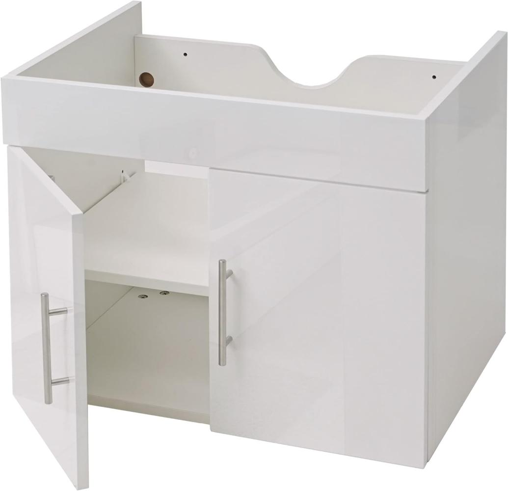 Waschbeckenunterschrank HWC-D16, Waschtischunterschrank Waschtisch Unterschrank Badmöbel, MVG hochglanz 60cm ~ weiß Bild 1