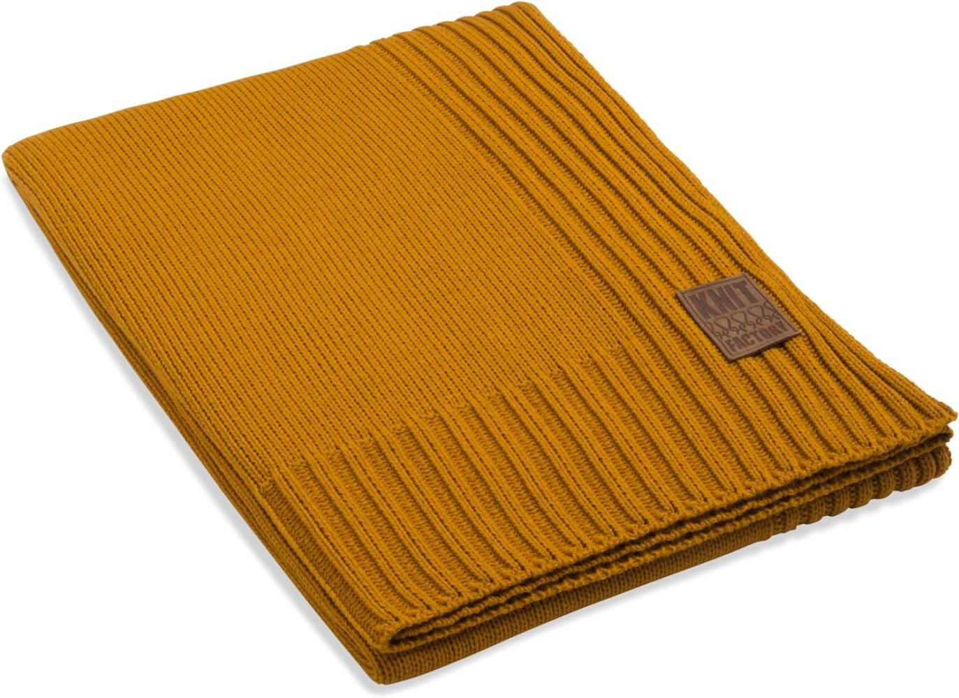 Knit Factory Uni Decke 160x130 cm Glatt Gelb Bild 1
