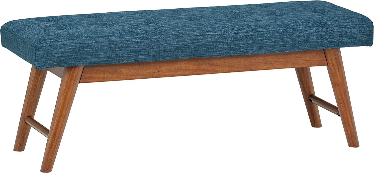 Amazon-Marke Rivet Moderne gepolsterte Haraden-Bank mit Knopftuft, 112 cm breit, Marineblau Bild 1