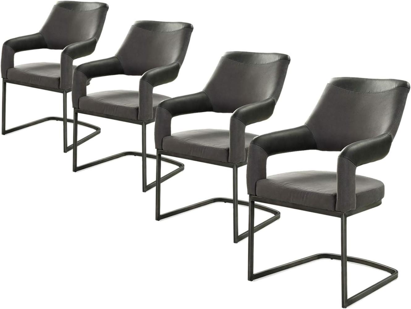 4er Set Schwingstuhl Esszimmerstuhl Küchenstuhl Sessel ANNE schwarz grau Microfaser / Kunstleder Bild 1