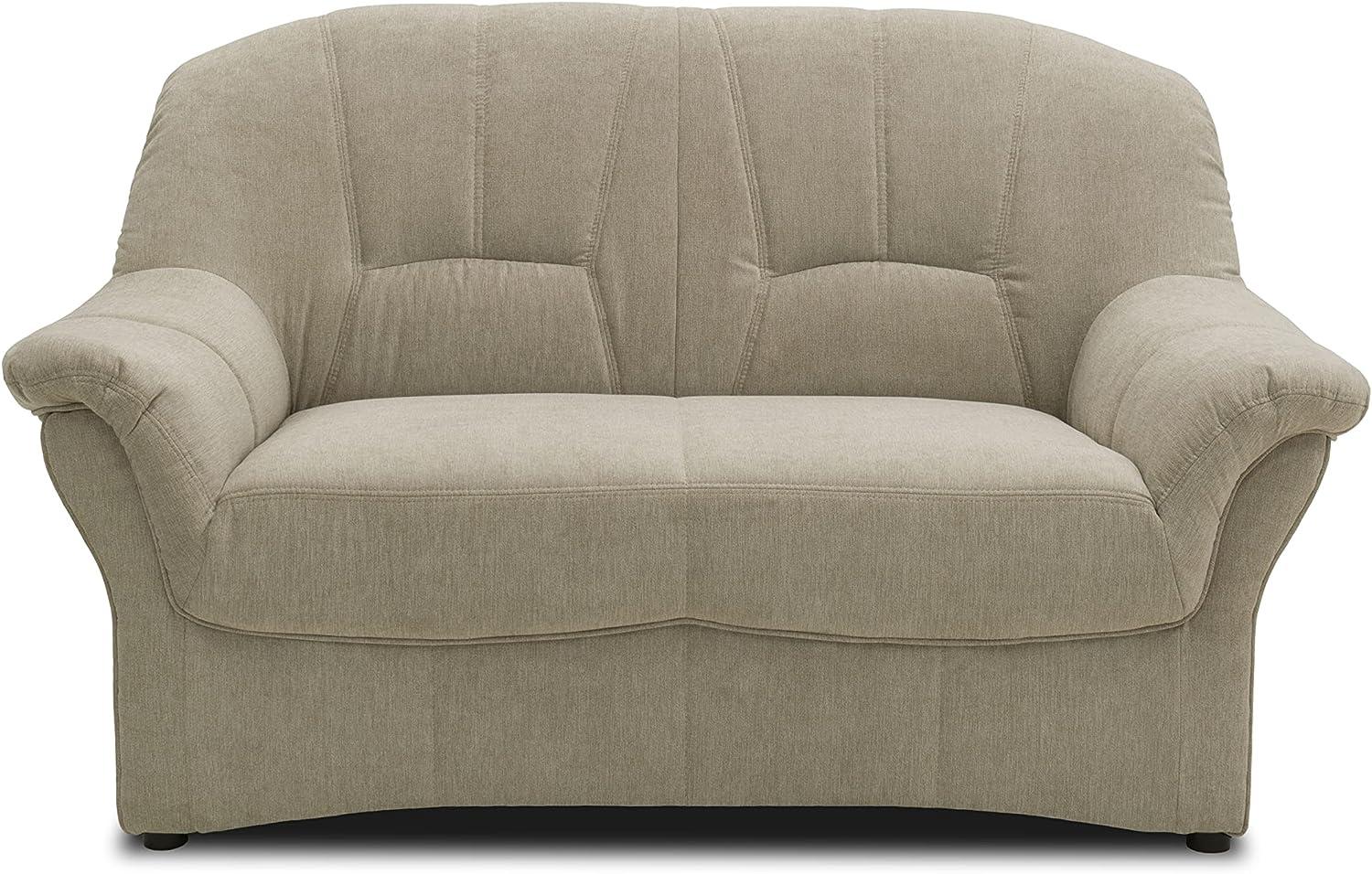 DOMO Collection Bahia FK Sofa, 2er Couch mit Federkernpolsterung, Federkernsofa in klassischem Design, 2 Sitzer, Polstermöbel, beige-grau, 153 cm Bild 1