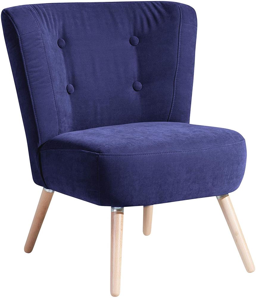 Neele Sessel Veloursstoff Blau Buche Natur Bild 1