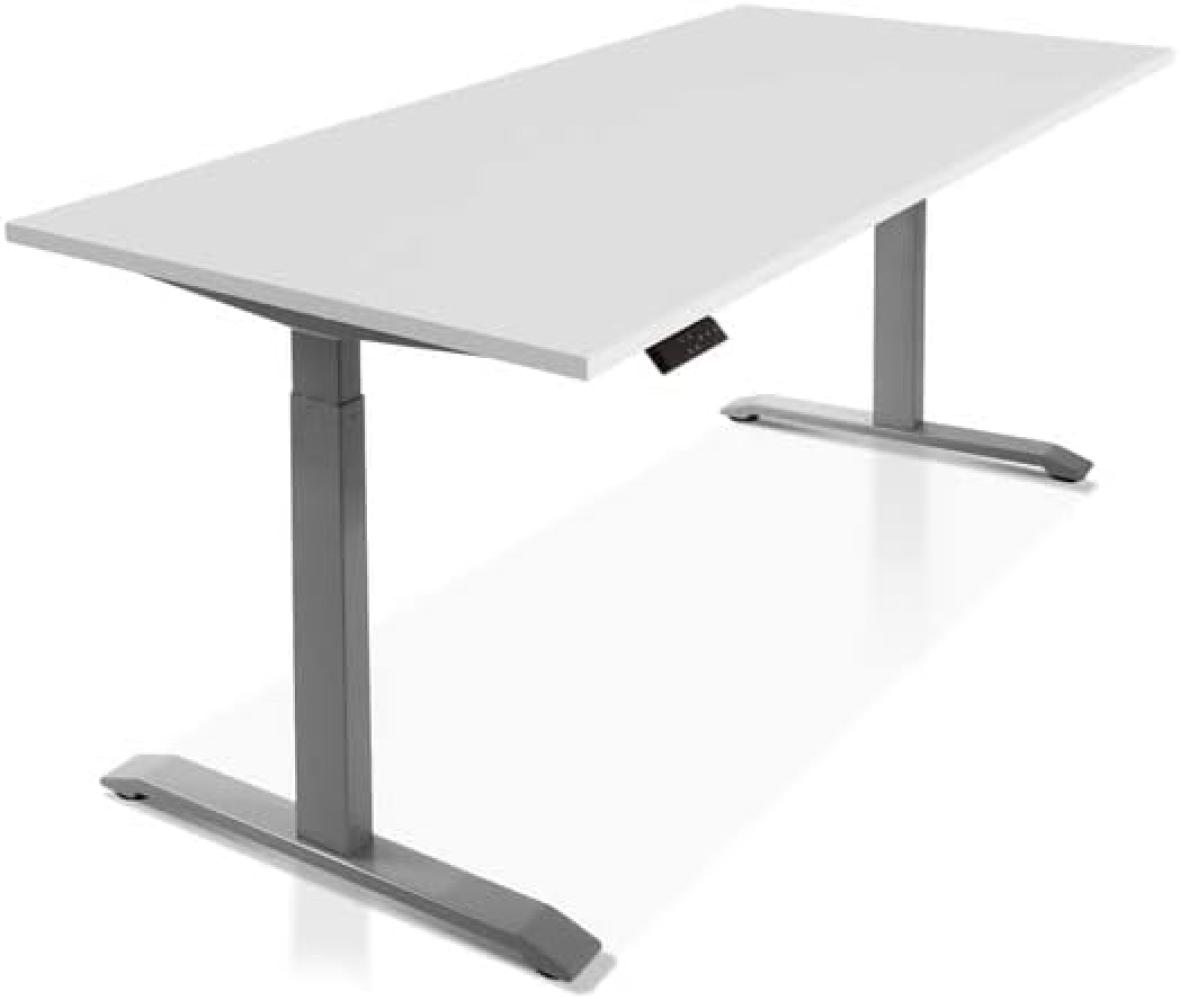 Möbel-Eins PRONTO elektrisch höhenverstellbarer Schreibtisch / Stehtisch, Material Dekorspanplatte weiss 160 x 80 cm Bild 1