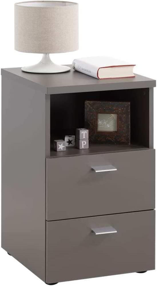 FMD furniture 652-001E, Nachtkonsole in Ausführung Lava, Maße ca. 35 x 61,5 x 40 cm (BHT), Melaminharz beschichtete Spanplatte Bild 1