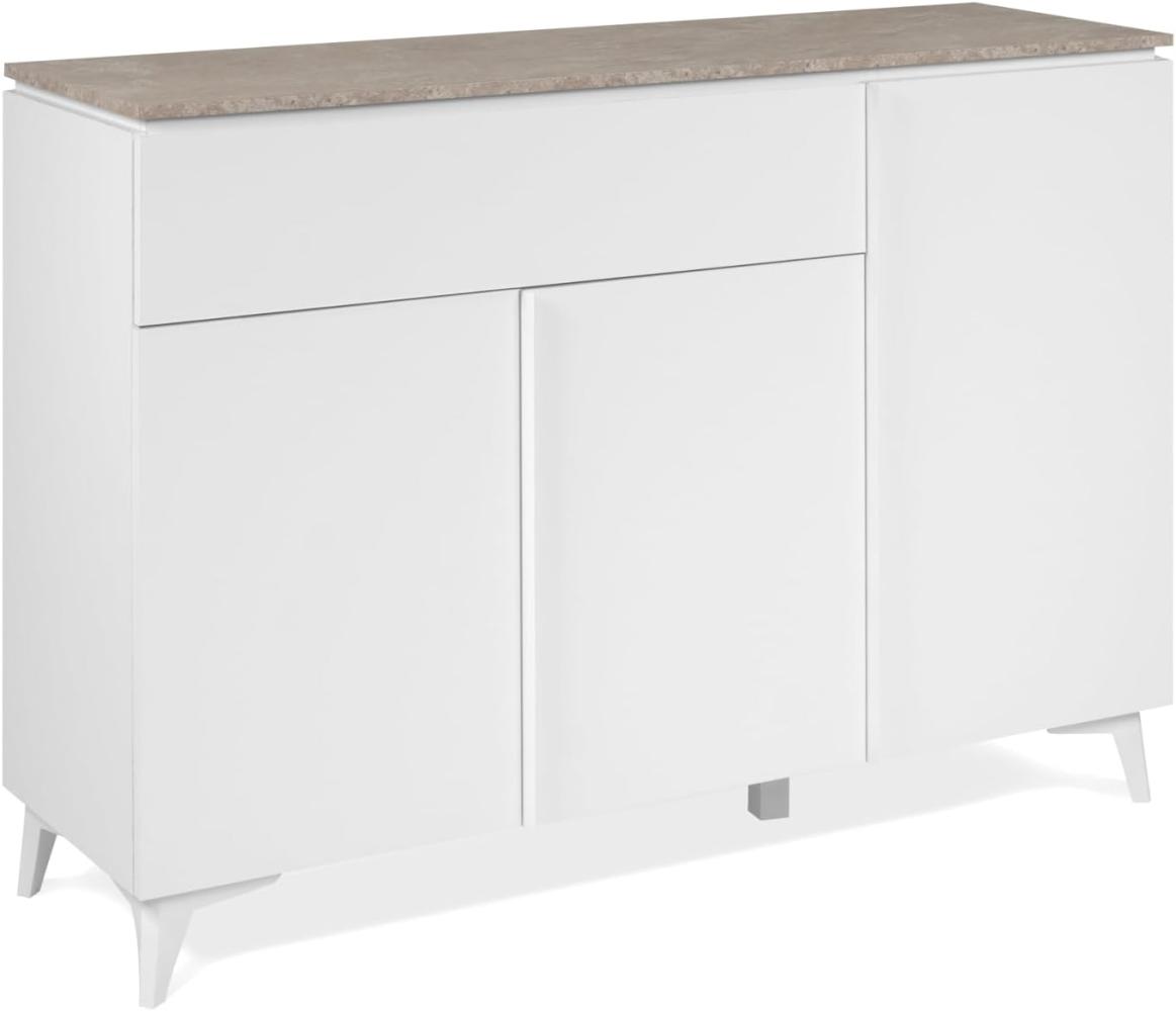 Sideboard Visby in weiß und sand 133 x 92 cm Bild 1