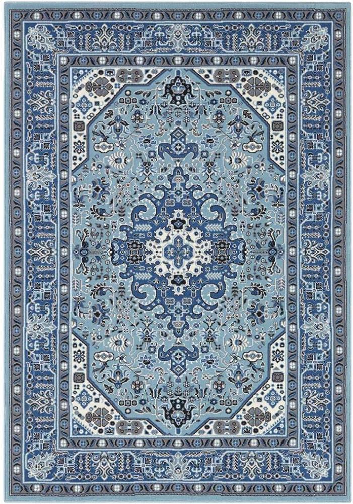 Orientalischer Kurzflor Teppich Skazar Isfahan Hielblau - 80x150x0,9cm Bild 1