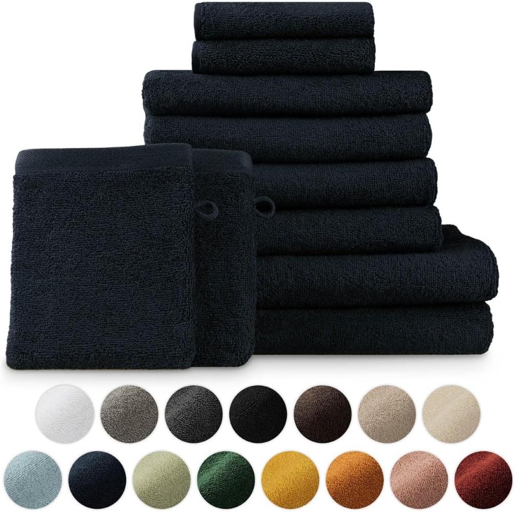 Blumtal Premium Frottier Handtücher Set mit Aufhängschlaufen - Baumwolle Oeko-TEX Zertifiziert, weich, saugstark - 2X Badetuch, 2X Handtuch, 2X Gästehandtuch, 2X Waschlappen, Dunkelblau Bild 1