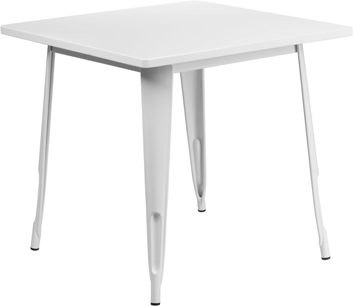 Flash Furniture Felix Tisch für Innen- und Außenbereich, quadratisch, 80 cm, Weiß Bild 1