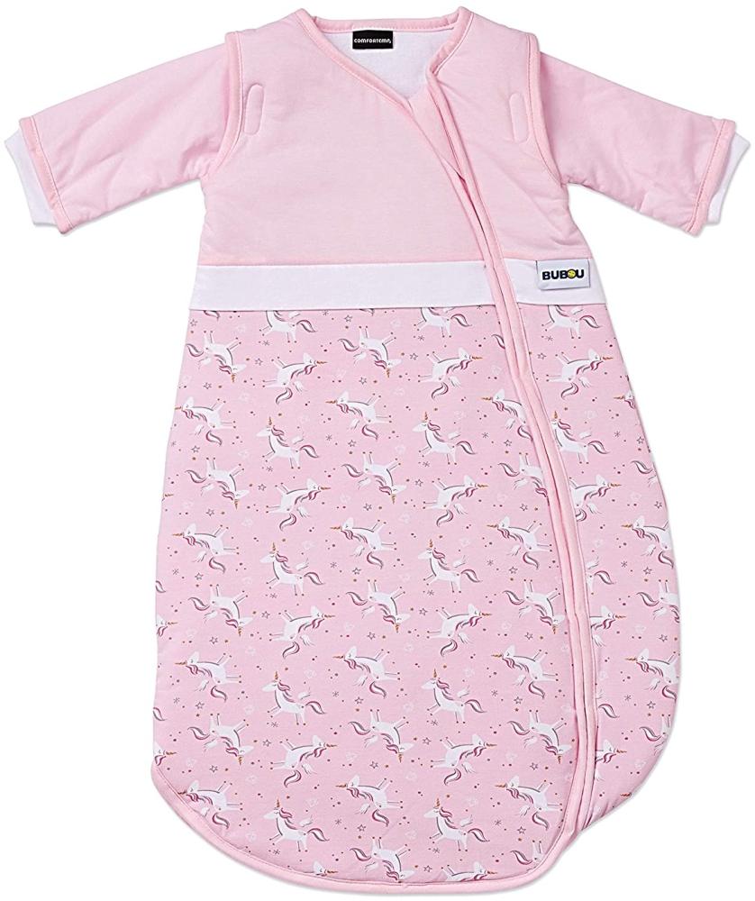 Gesslein 773130 Bubou temperaturregulierender Ganzjahreschlafsack/Schlafsack für Babys/Kinder, Größe 110, rosa mit Einhörnern, rosa Bild 1