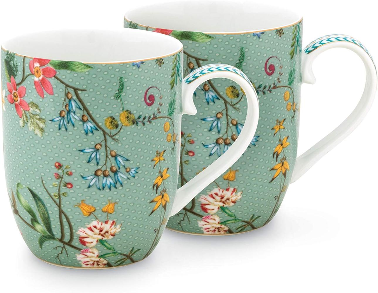 PIP STUDIO Jolie Flowers Blue Becher mit Henkel klein Set2 Bild 1