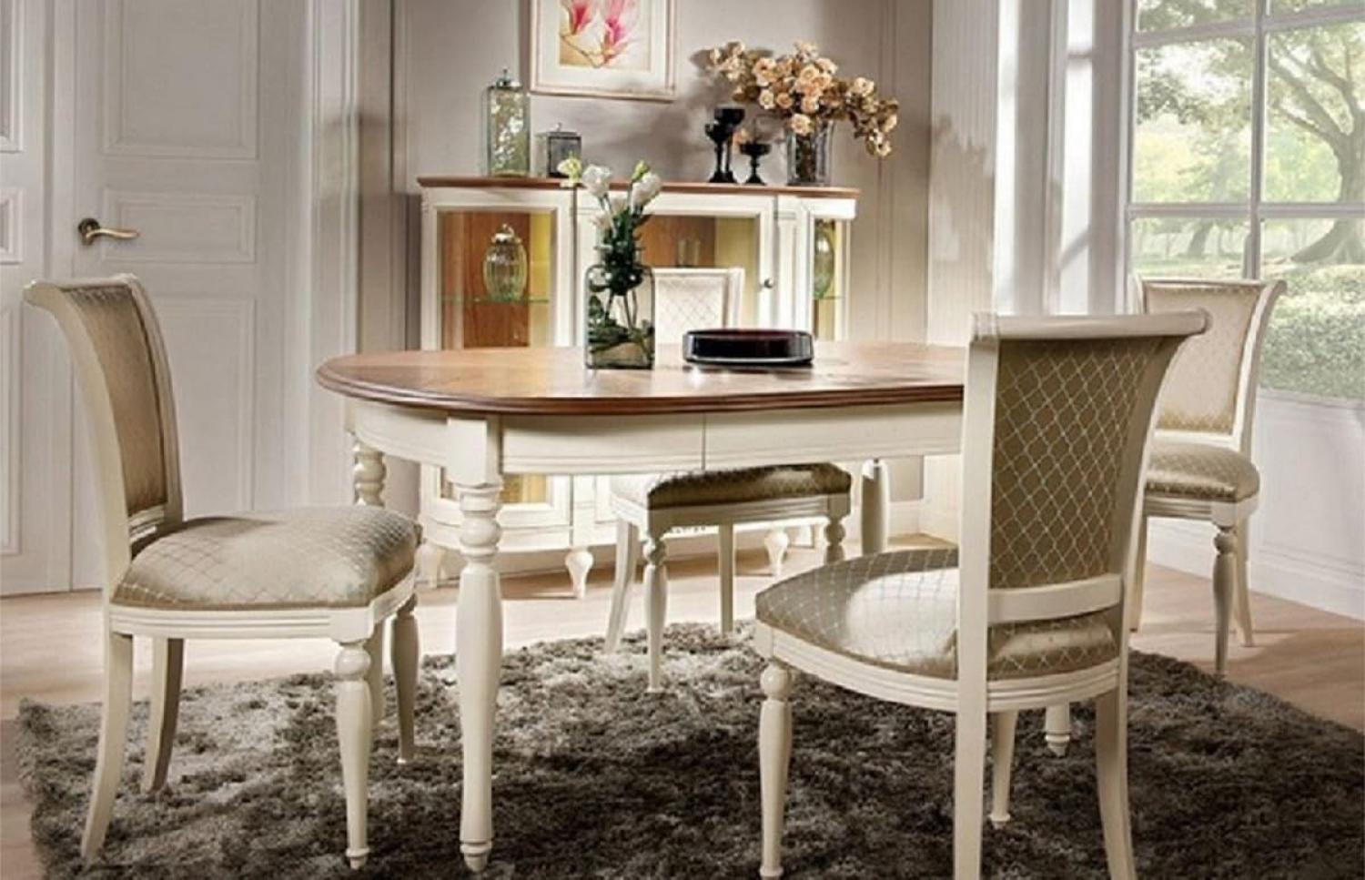Casa Padrino Luxus Jugendstil Esszimmer Stuhl 4er Set Gold / Creme - Esszimmer Möbel Bild 1
