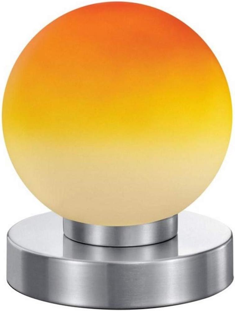 LED Tischleuchte Glasschirm Orange Sockel Silber - per Touch dimmbar, Ø12cm Bild 1