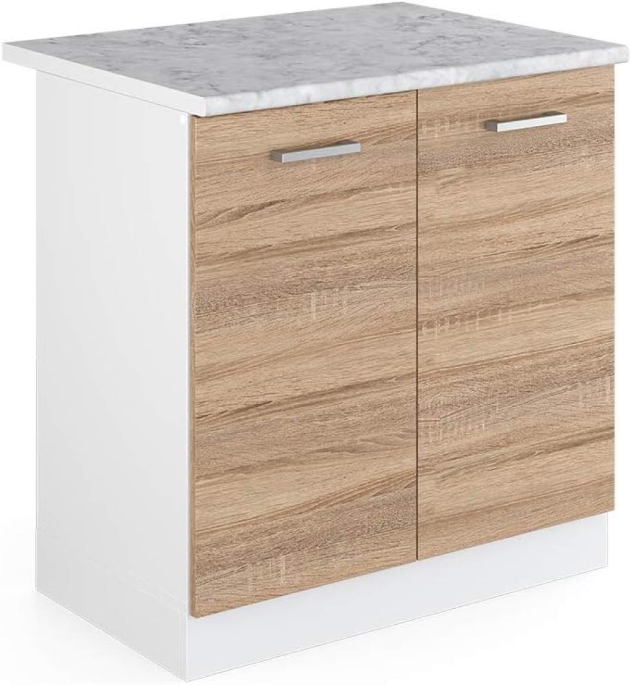 Vicco Küchenschrank R-Line Hängeschrank Unterschrank Küchenzeile Küchenunterschrank Arbeitsplatte, Möbel verfügbar in anthrazit und weiß (Sonoma mit Arbeitsplatte, Spülenunterschrank 80 cm) Bild 1