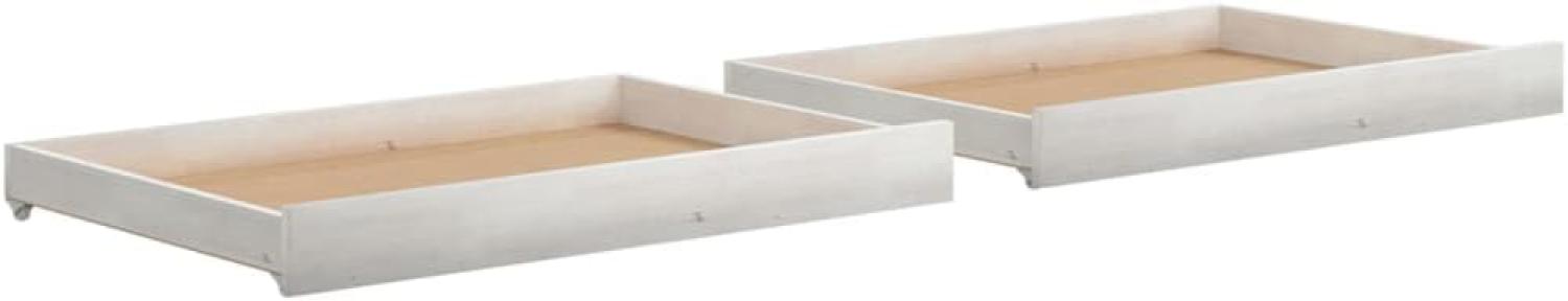 Schubladen für Tagesbetten 2 Stk. Weiß Kiefer Massivholz Bild 1