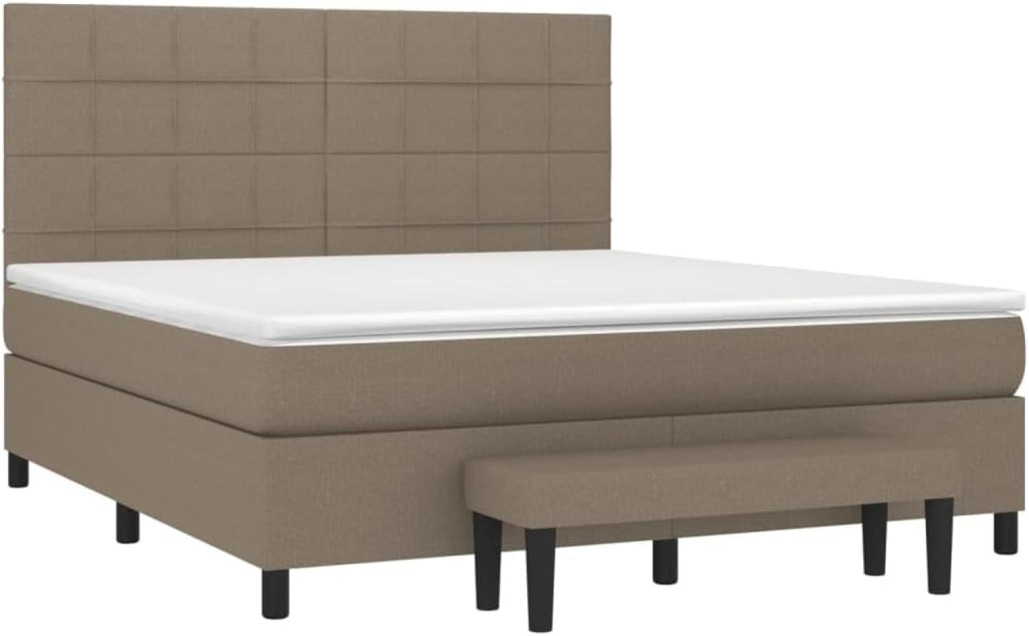 vidaXL Boxspringbett mit Matratze Taupe 180x200 cm Stoff Bild 1