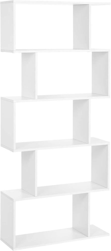 VASAGLE Bookshelf, Zigzag Bookcase, Storage Rack for Living Room, Home Office, Bedroom, Divider Shelf, White LBC62WT Bild 1