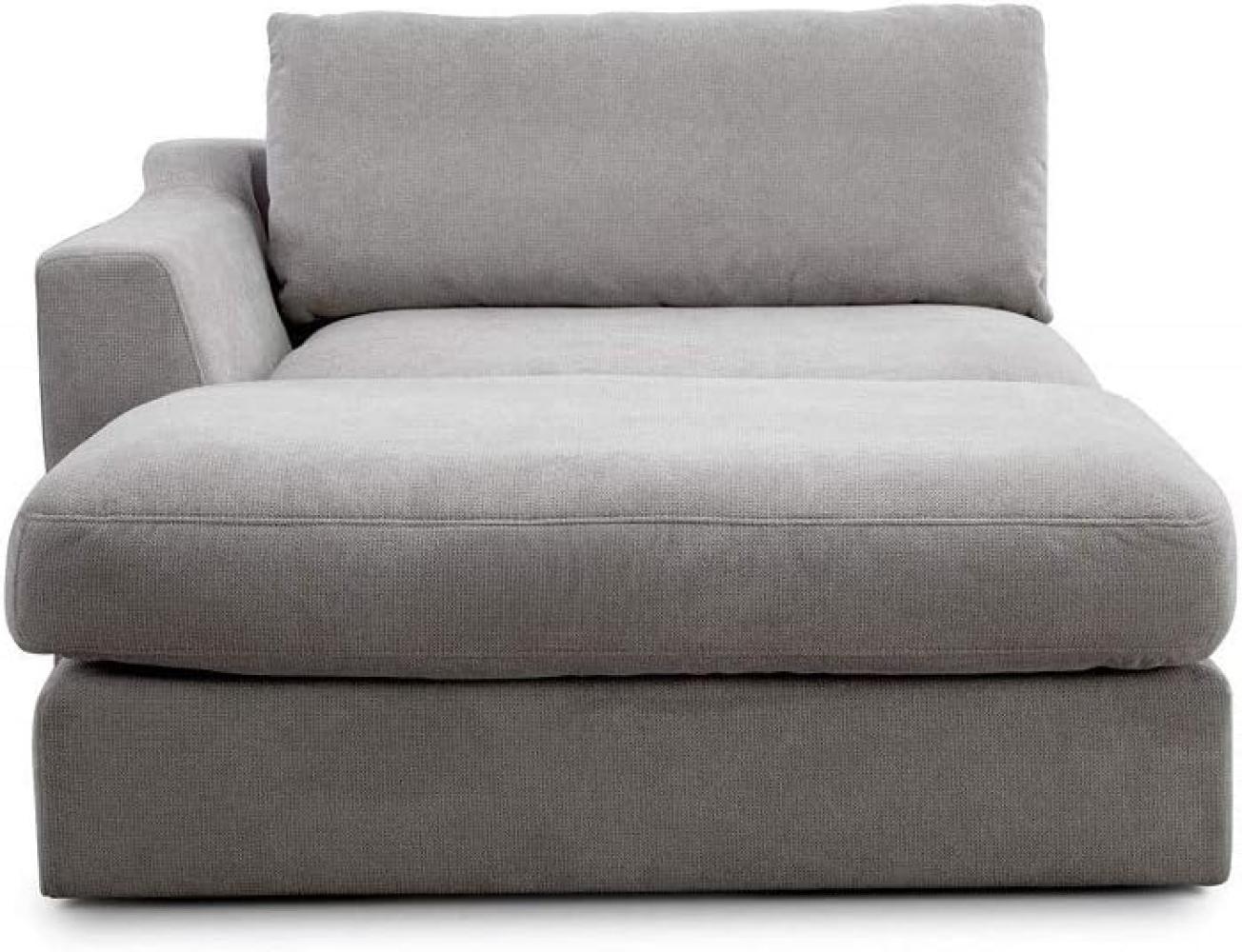 CAVADORE Sofa-Modul "Fiona" Longchair mit Armteil links / XXL-Recamiere passend zur Couchgarnitur Fiona / 139 x 90 x 199/Webstoff hellgrau Bild 1