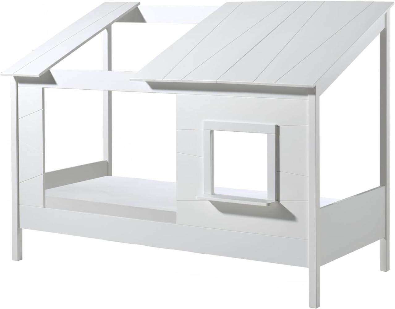 Hausbett >HAUSBETT< in Weiß aus Massiv Kiefer und MDF - 214,2x174x105,3 (BxHxT) Bild 1
