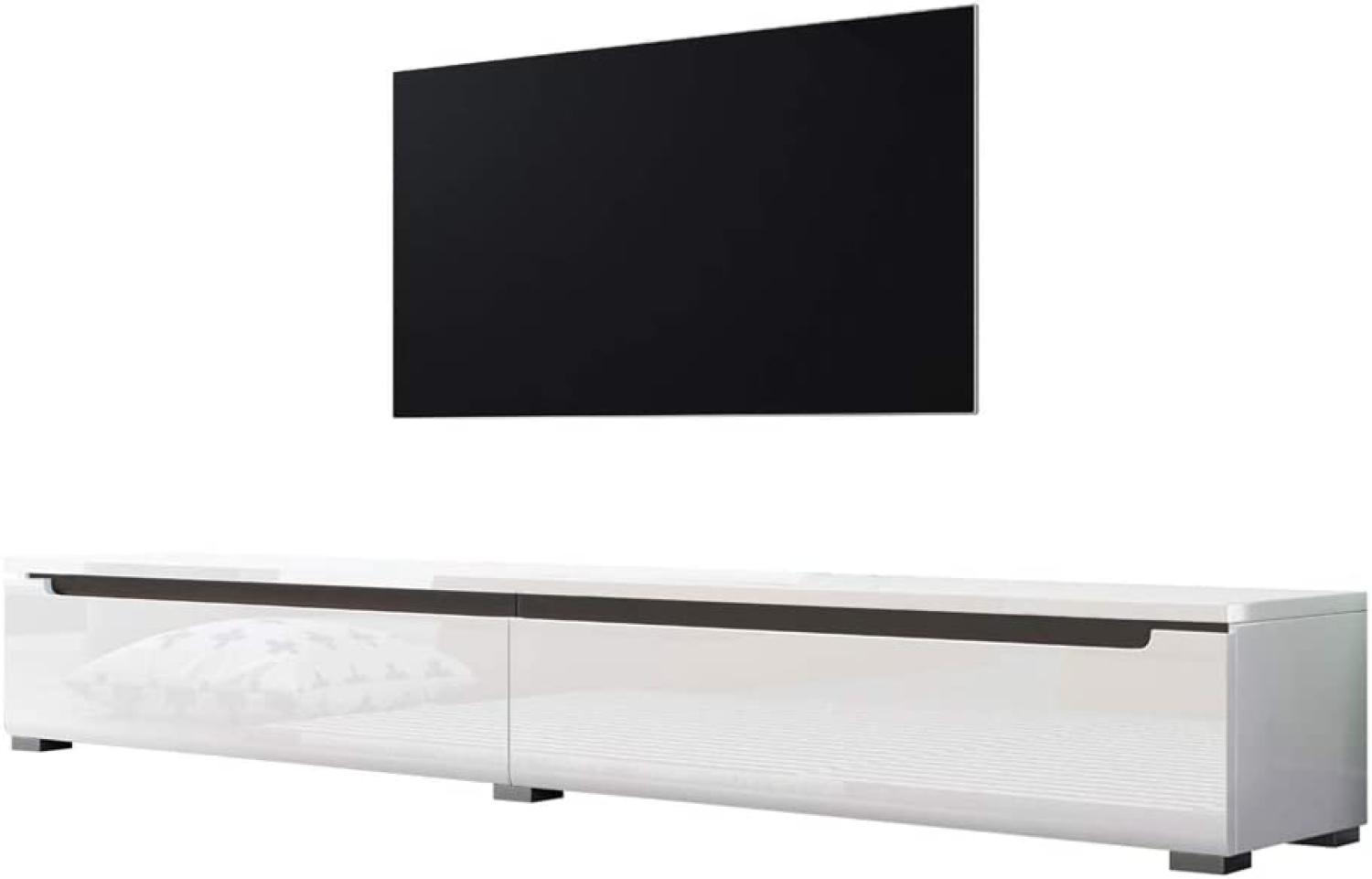 Selsey Swift – Fernsehschrank/TV-Lowboard Hängend oder Stehend 180 cm Weiß Hochglanz Bild 1