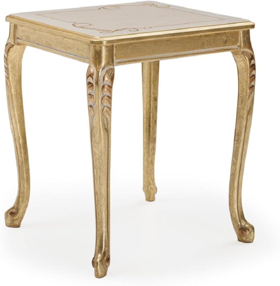 Casa Padrino Luxus Barock Beistelltisch Gold / Creme / Weiß - Quadratischer Massivholz Tisch im Barockstil - Luxus Wohnzimmer Möbel im Barockstil - Barock Möbel - Edel & Prunkvoll Bild 1