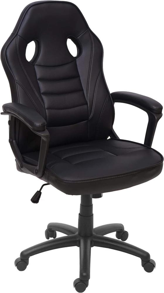 Bürostuhl HWC-F59, Schreibtischstuhl Drehstuhl Racing-Chair Gaming-Chair, Kunstleder ~ schwarz Bild 1