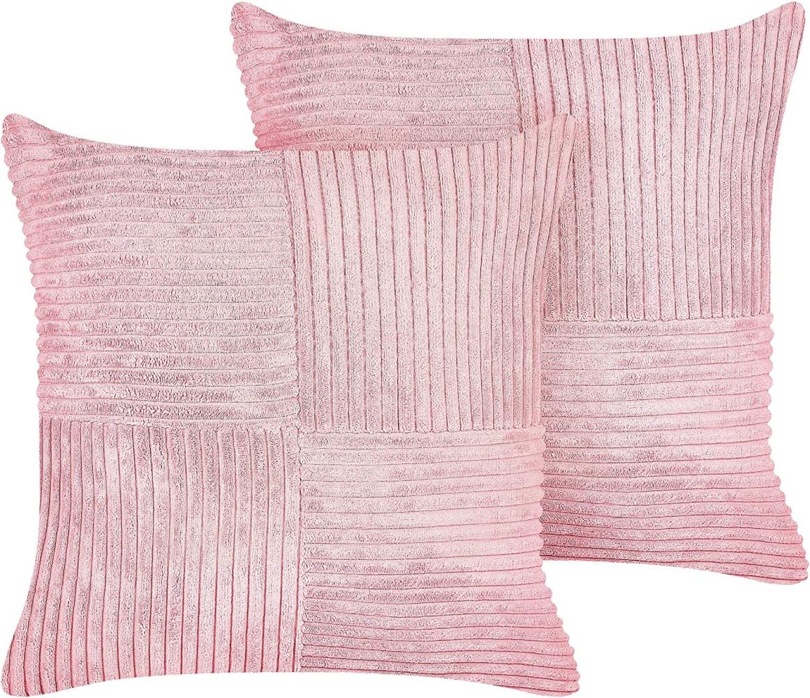 Dekokissen Cord rosa 43 x 43 cm 2er Set MILLET Bild 1