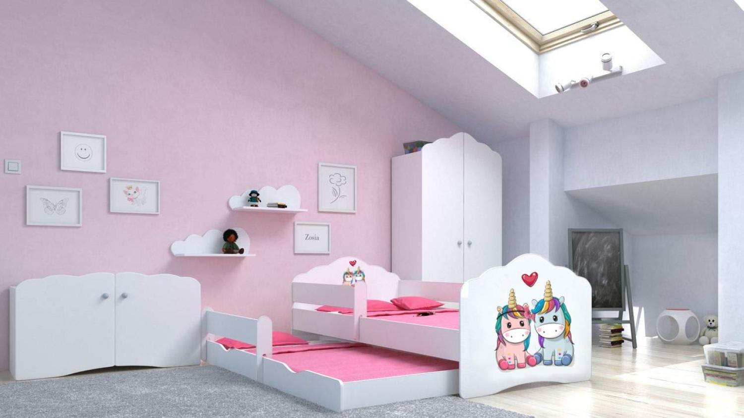 Angelbeds 'Fala' Kinderbett 80x160 cm, Motiv E3, inkl. Flex-Lattenrost, Schaummatratze und Schubbett Bild 1