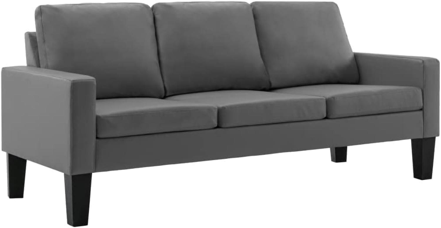 3-Sitzer-Sofa Grau Kunstleder Bild 1