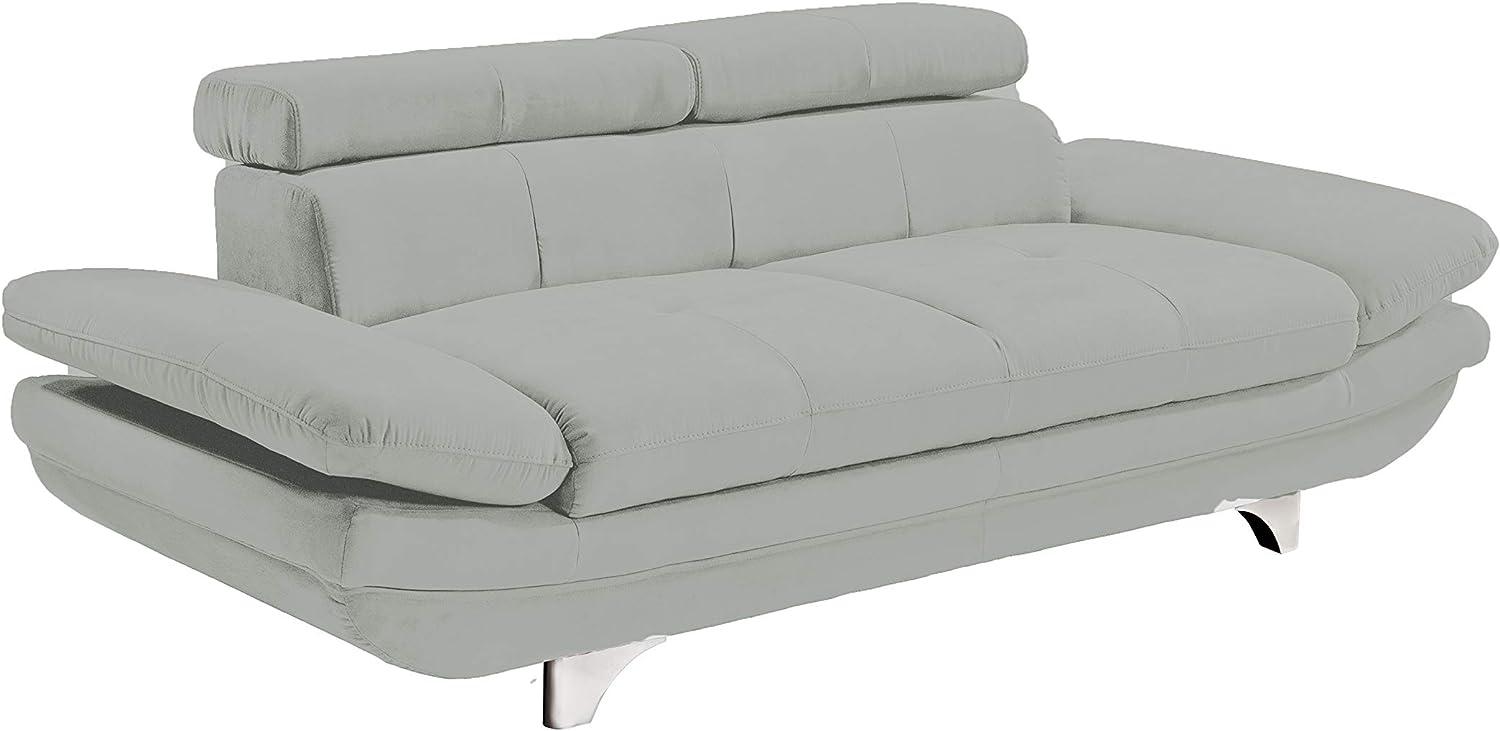 Mivano Zweisitzer Leder-Sofa Enterprise / 2er-Couch mit Bezug aus echtem Leder, verstellbaren Kopfstützen und Armlehnen / 218 x 72 x 104 / Echtleder, hellgrau Bild 1