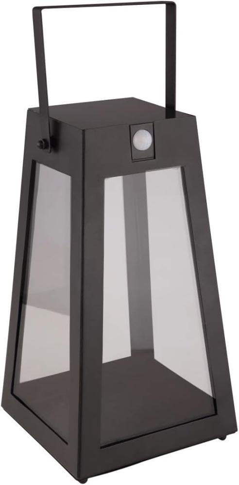 LED Solar Laterne trapezförmig Metall schwarz mit Sensor 16,5x16,5x30cm von Globo Bild 1