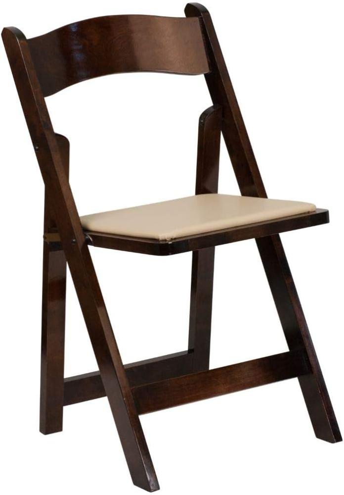 Flash Furniture Klappstuhl HERCULES aus Holz – Leichter Stuhl zum Klappen für Gäste oder Veranstaltungen – Pflegeleichter Holzstuhl mit abnehmbarem Sitzpolster – 4er-Set – Braun Bild 1