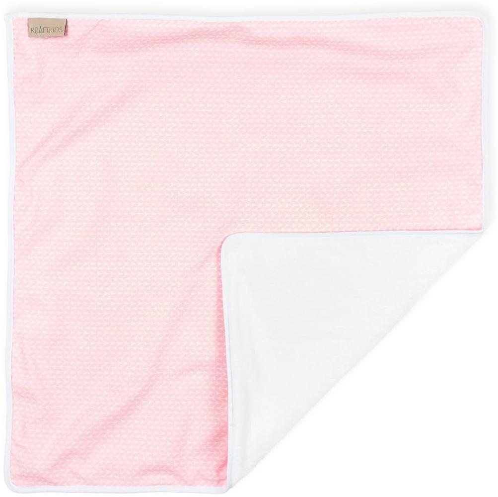 KraftKids Wickeltischunterlage kleine Blätter rosa auf Weiß, Windelmatte aus 100% Baumwolle, wasserundurchlässige Reise-Wickelunterlage Bild 1