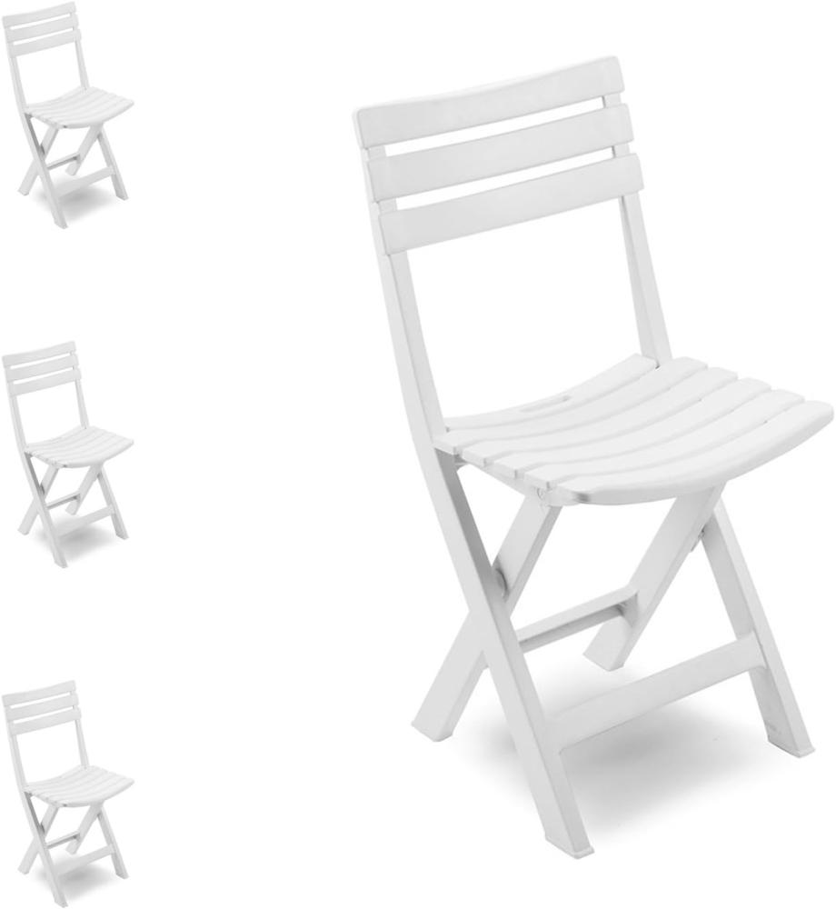 4 Stück Gartenstuhl Klappstuhl Kunststoff Weiß Bild 1