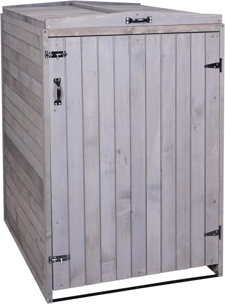 XL 1er-/2er-Mülltonnenverkleidung HWC-H74, Mülltonnenbox, erweiterbar 126x80x98cm Holz MVG ~ anthrazit-grau Bild 1
