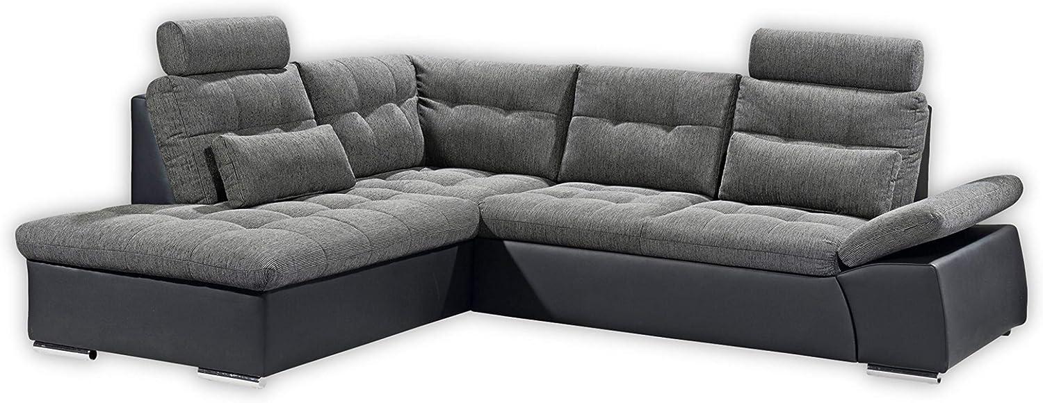 Ecksofa JAK Couch Schlafcouch Sofa Lederlook grau schwarz Ottomane links L-Form Bild 1