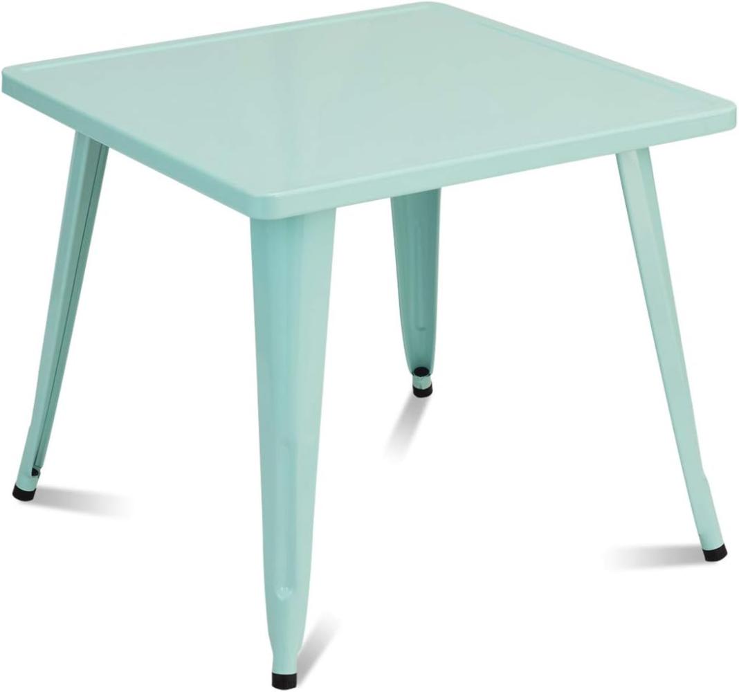 COSTWAY Kindertisch blau, Spieltisch fuer Kinder, Kinderspieltisch quadratisch, Tisch aus Metall fuer Kinderzimmer Bild 1