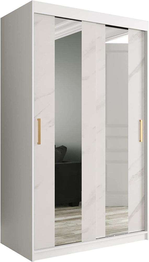 Kleiderschrank Kamoga Pole 120 (Weiß / Marmor Weiß + Gold, ohne Schubladen) Bild 1