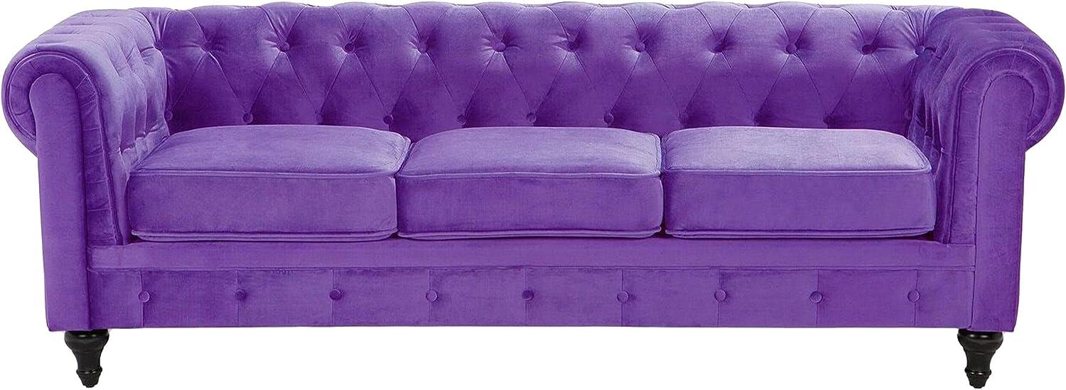 3-Sitzer Sofa Samtstoff violett CHESTERFIELD Bild 1