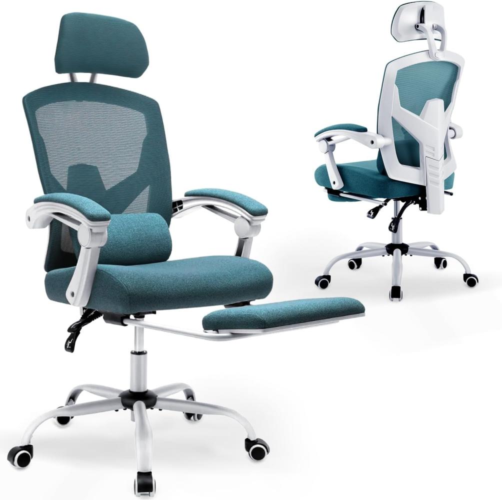 DUMOS Bürostuhl Ergonomisch EIN Schreibtischstuhl mit Komfortarmlehnen Ausgestattet mit Einer Bequemen Lendenwirbelstütze und Fußstütze Office Chair Geeignet für Zuhause Bild 1