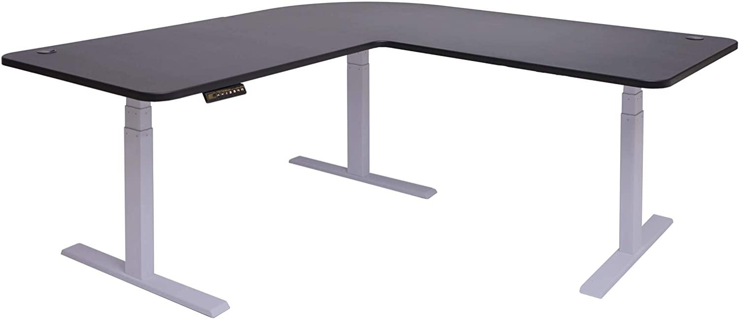 Eck-Schreibtisch, schwarz/grau, elektrisch höhenverstellbar Bild 1
