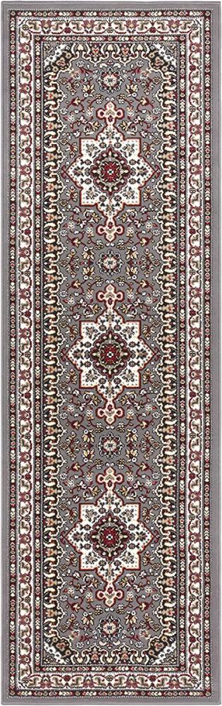 Orientalischer Kurzflor Teppich Parun Täbriz Grau - 80x250x0,9cm Bild 1