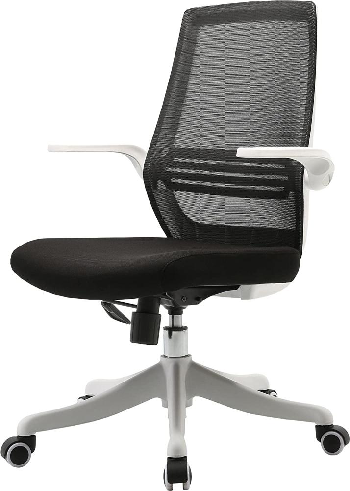 Moderner Bürostuhl HWC-J88, Schreibtischstuhl, ergonomisch atmungsaktiv, Taillenstütze, anhebbare Armlehne ~ schwarz Bild 1