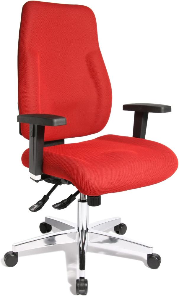 Topstar PI99GBC1 P91, Bürostuhl, Schreibtischstuhl, breiter Muldensitz, inkl. höhenverstellbare Armlehnen, Konturpolsterung, Bezug rot Bild 1