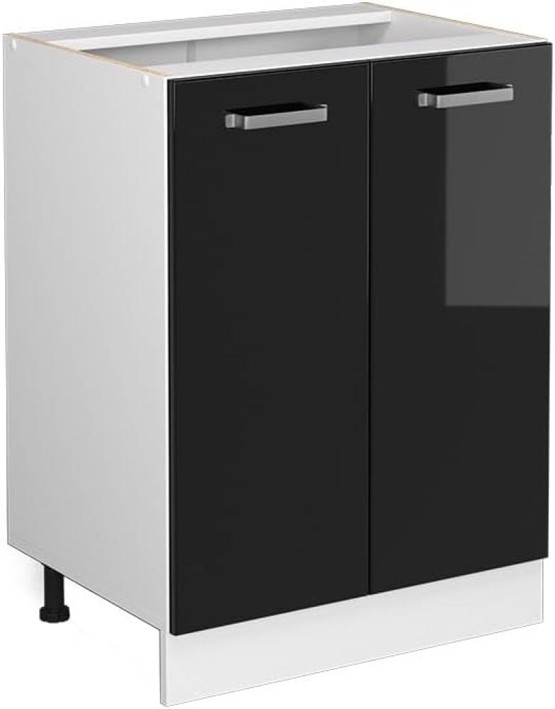 Vicco Küchenunterschrank R-Line, Schwarz Hochglanz/Weiß, 60 cm, AP Eiche Bild 1